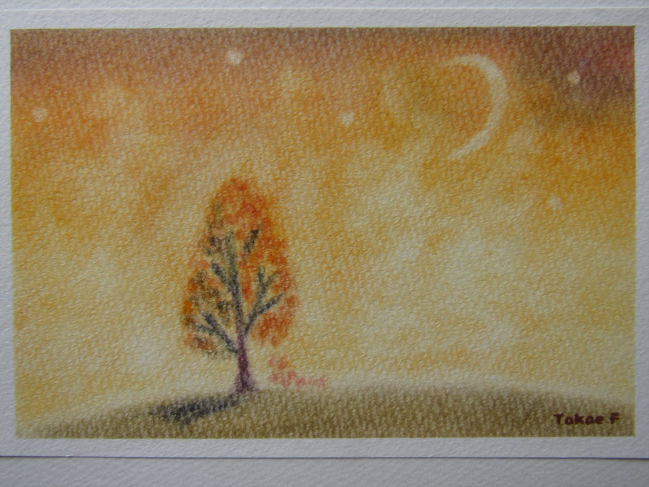 ゆるりと3色パステル画寺子屋で、秋の夕暮れを描こう。画像